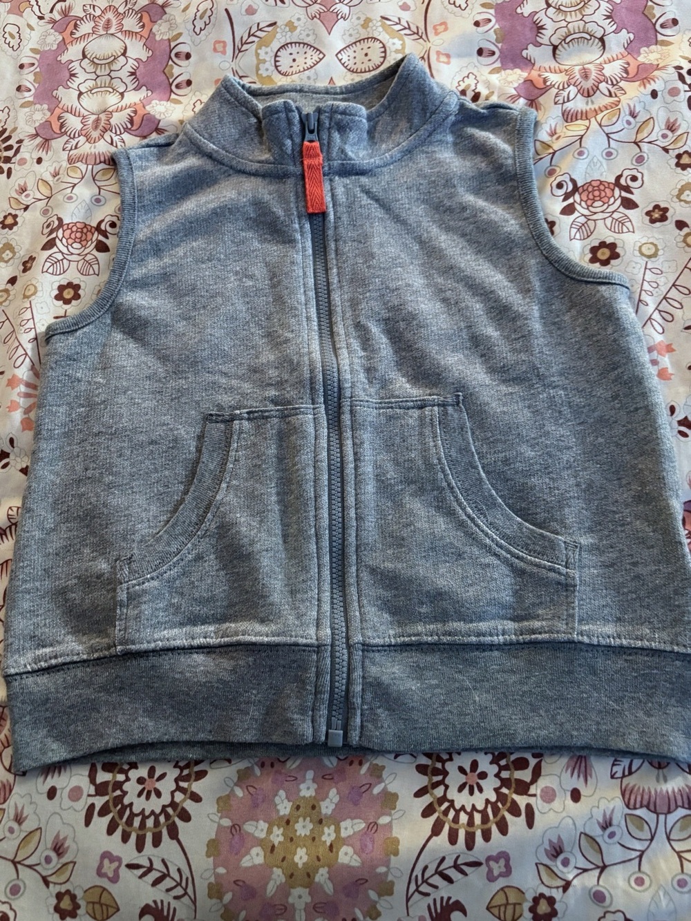 Kids Sleeveless Zip-Front Sweatshirt Vest - Gray